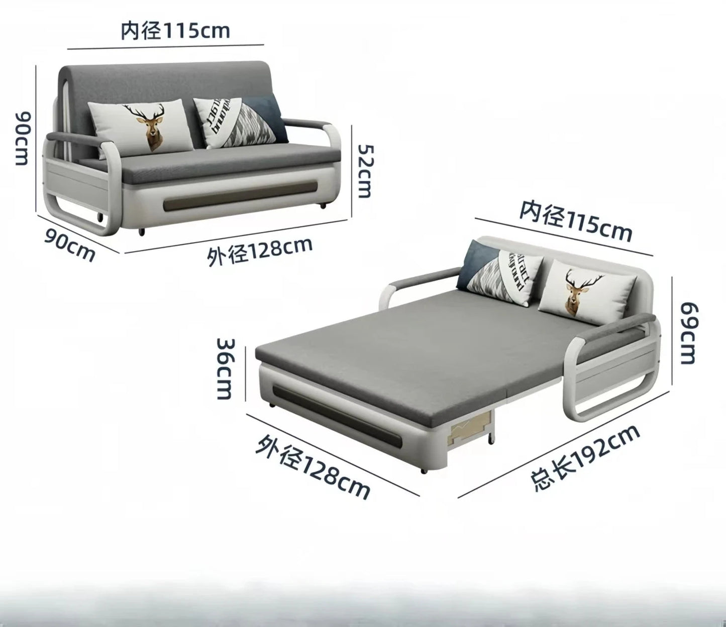 -Sofa Bed 3 Seater Convertible Mechanism Sofabed Folding Sofa Bed Pull Out Living Room Sofas Manwatstore