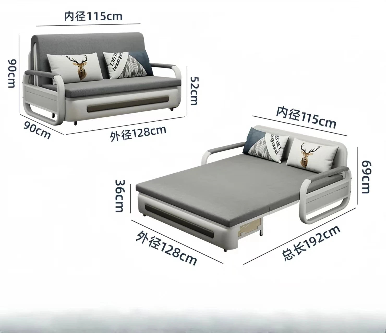 -Sofa Bed 3 Seater Convertible Mechanism Sofabed Folding Sofa Bed Pull Out Living Room Sofas Manwatstore