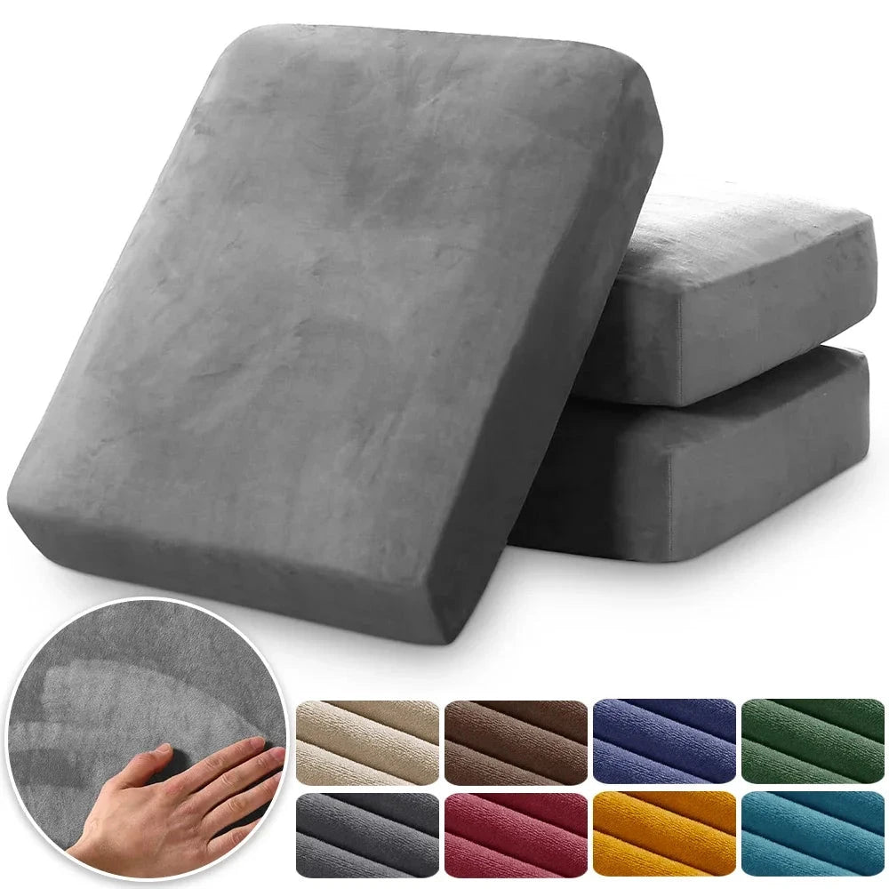 Soft Velvet Sofa Covers Elastic Couch Slipcovers Luxury Plain Living Room Chaise Lounge Case Pet-Friendly Removable Warm Manwatstore