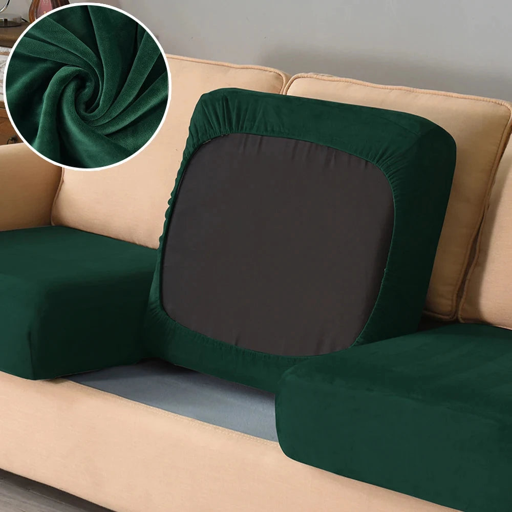 Soft Velvet Sofa Covers Elastic Couch Slipcovers Luxury Plain Living Room Chaise Lounge Case Pet-Friendly Removable Warm Manwatstore