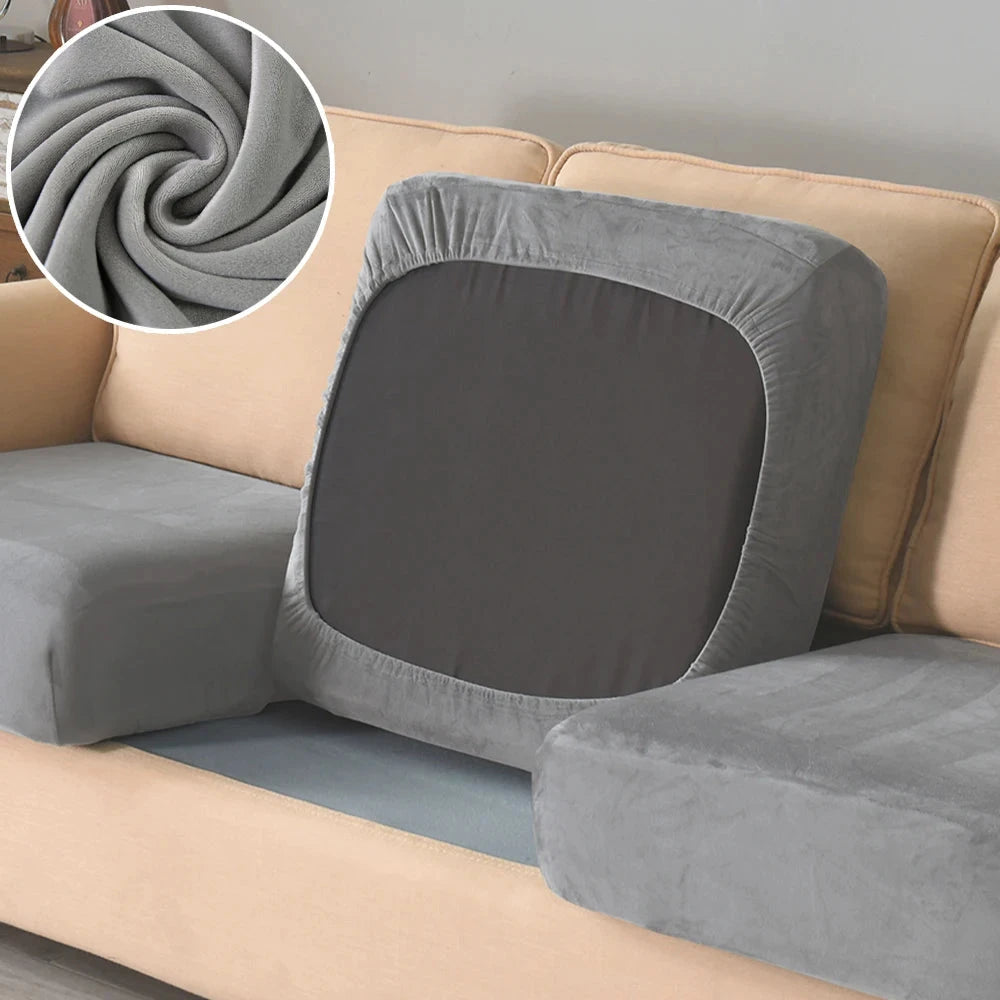 Soft Velvet Sofa Covers Elastic Couch Slipcovers Luxury Plain Living Room Chaise Lounge Case Pet-Friendly Removable Warm Manwatstore