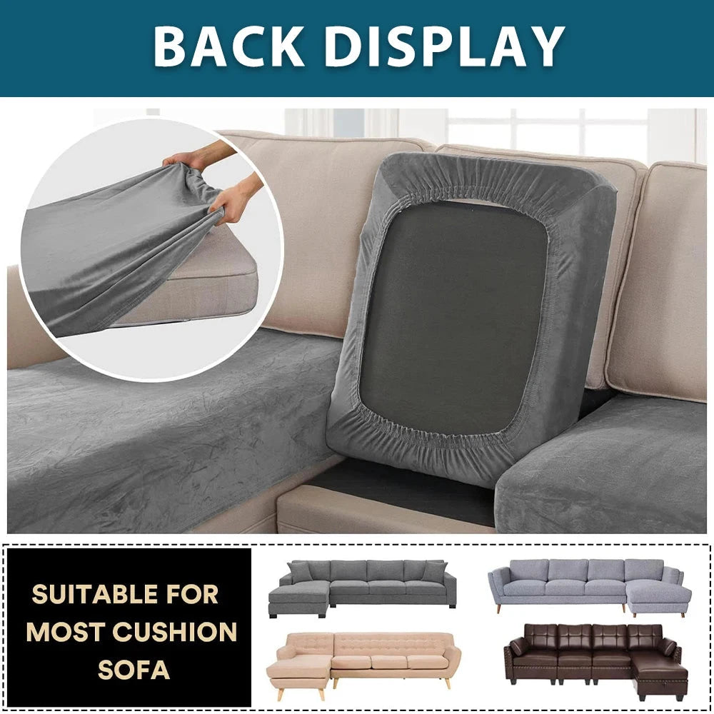 Soft Velvet Sofa Covers Elastic Couch Slipcovers Luxury Plain Living Room Chaise Lounge Case Pet-Friendly Removable Warm Manwatstore