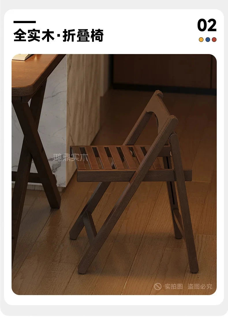 Solid Wood Foldable Dining Table for Small Apartment Outdoor Camping Food Table Easy Hand-Scraped Mahjong Table Home Furniture Manwatstore