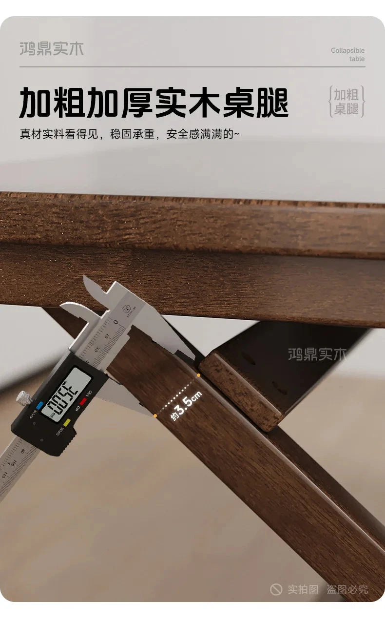 Solid Wood Foldable Dining Table for Small Apartment Outdoor Camping Food Table Easy Hand-Scraped Mahjong Table Home Furniture Manwatstore