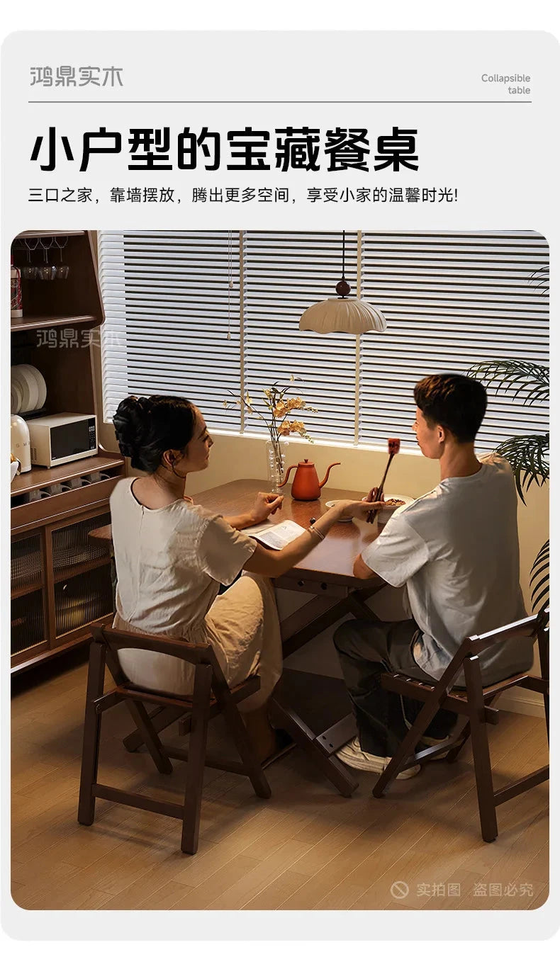 Solid Wood Foldable Dining Table for Small Apartment Outdoor Camping Food Table Easy Hand-Scraped Mahjong Table Home Furniture Manwatstore