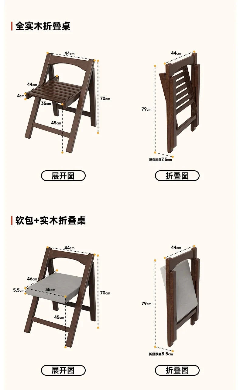 Solid Wood Foldable Dining Table for Small Apartment Outdoor Camping Food Table Easy Hand-Scraped Mahjong Table Home Furniture Manwatstore