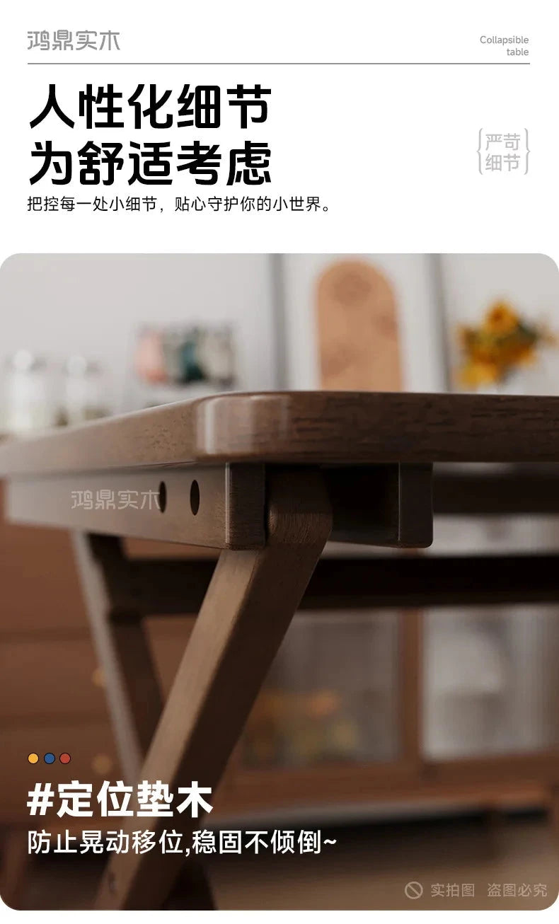 Solid Wood Foldable Dining Table for Small Apartment Outdoor Camping Food Table Easy Hand-Scraped Mahjong Table Home Furniture Manwatstore