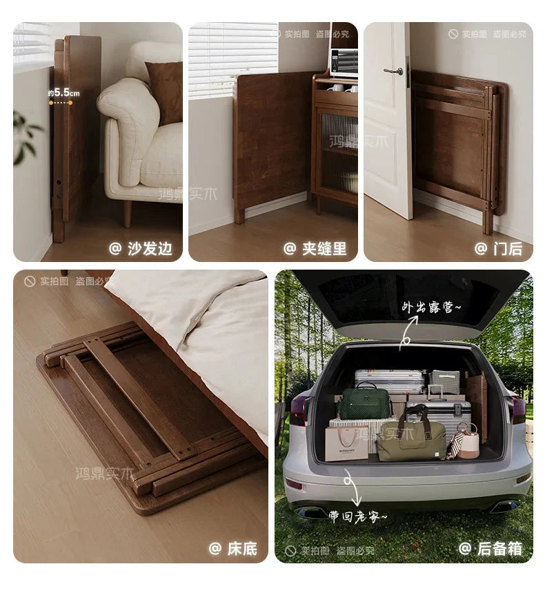 Solid Wood Foldable Dining Table for Small Apartment Outdoor Camping Food Table Easy Hand-Scraped Mahjong Table Home Furniture Manwatstore
