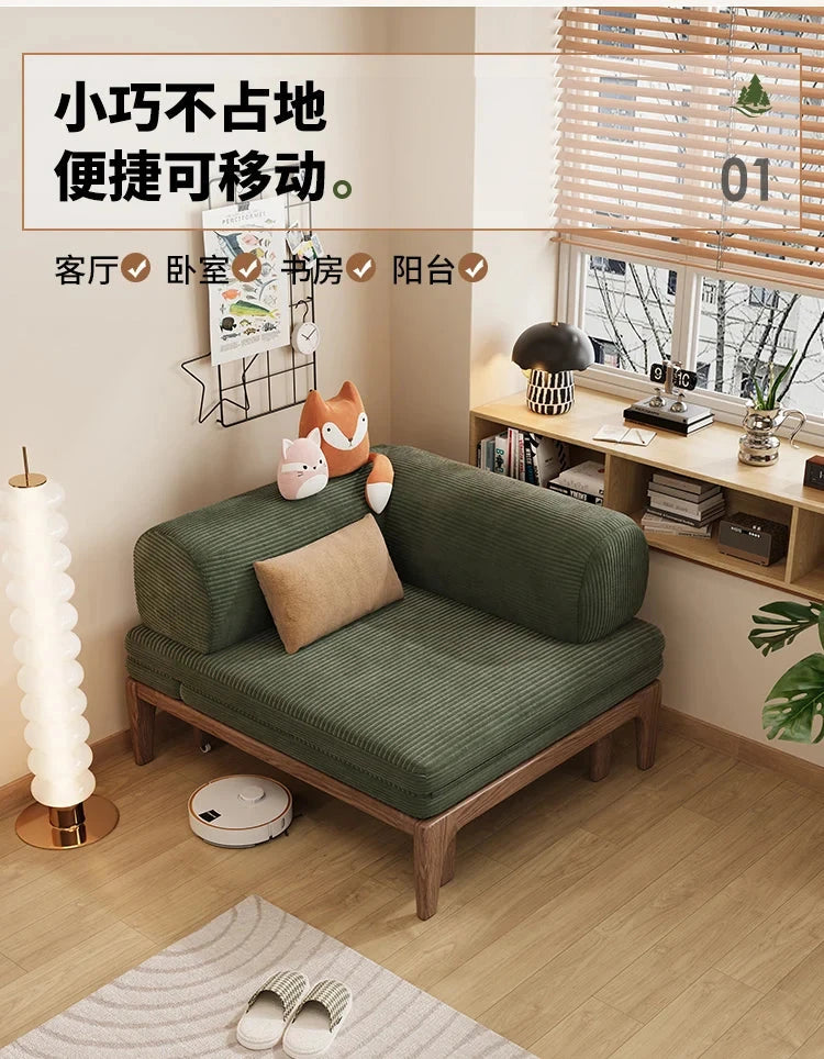 Solid Wood Folding Sofa Bed – Multifunctional Single Pull-Out Bed Manwatstore