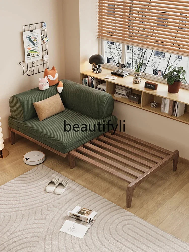 Solid Wood Folding Sofa Bed – Multifunctional Single Pull-Out Bed Manwatstore