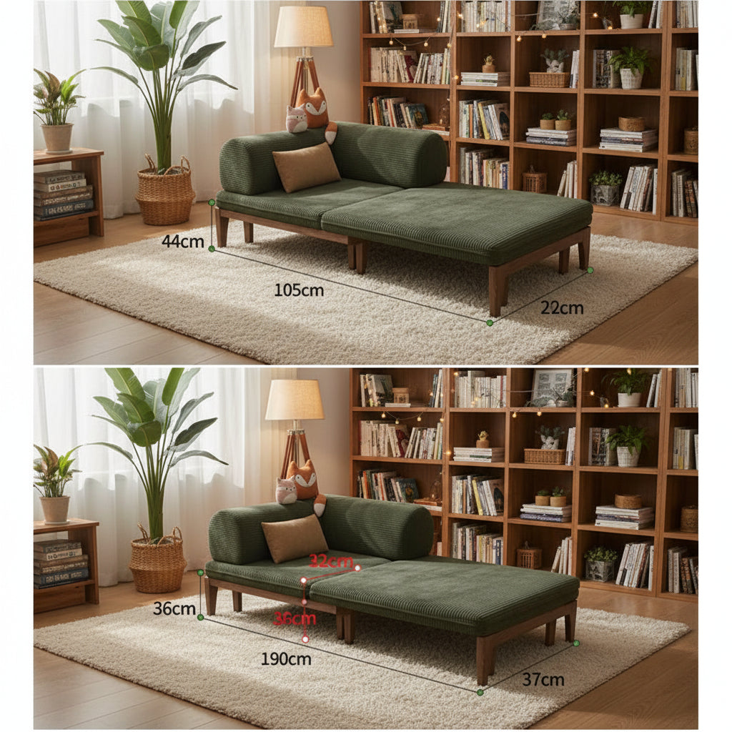 Solid Wood Folding Sofa Bed – Multifunctional Single Pull-Out Bed Manwatstore