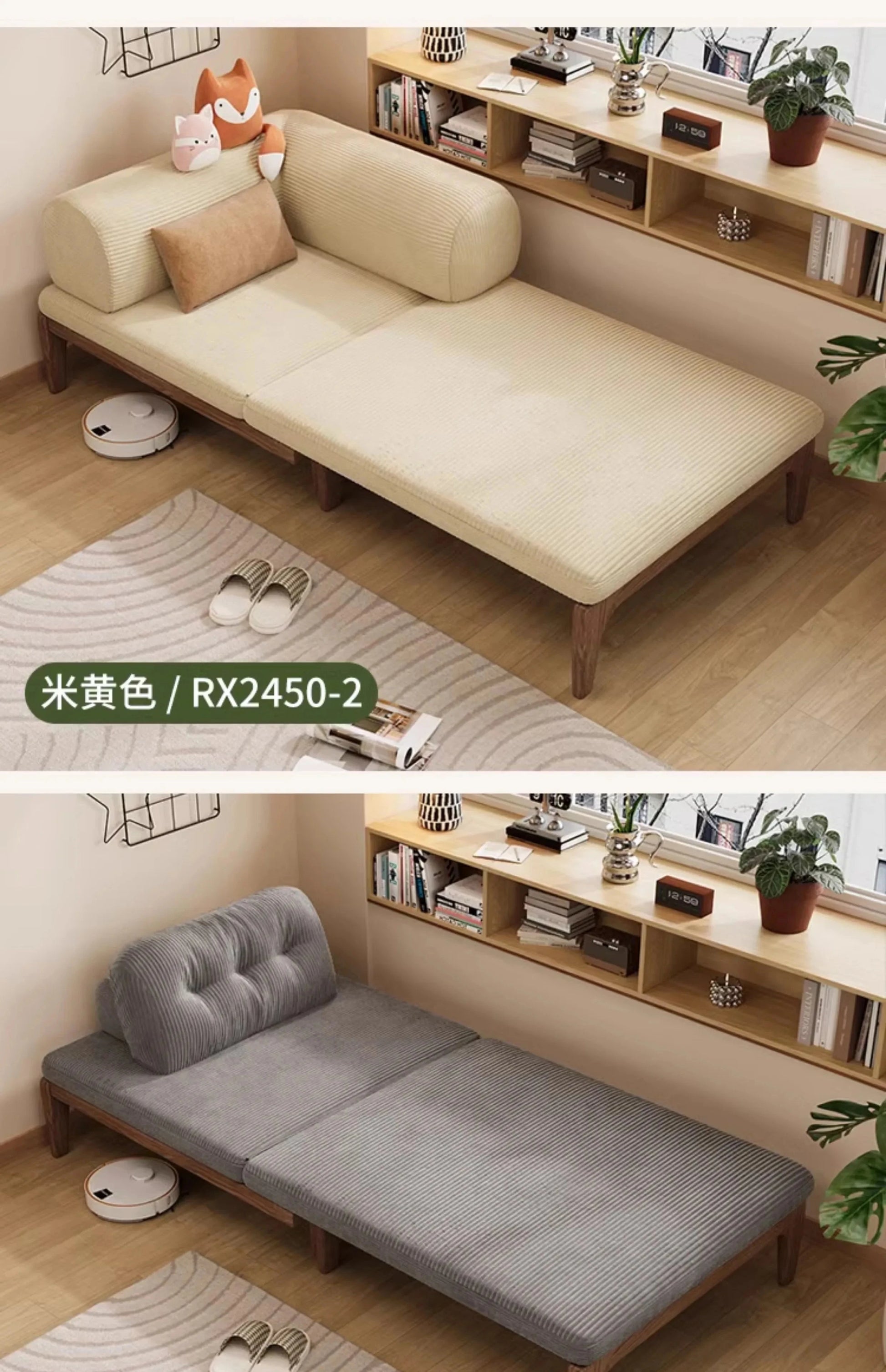Solid Wood Folding Sofa Bed – Multifunctional Single Pull-Out Bed Manwatstore