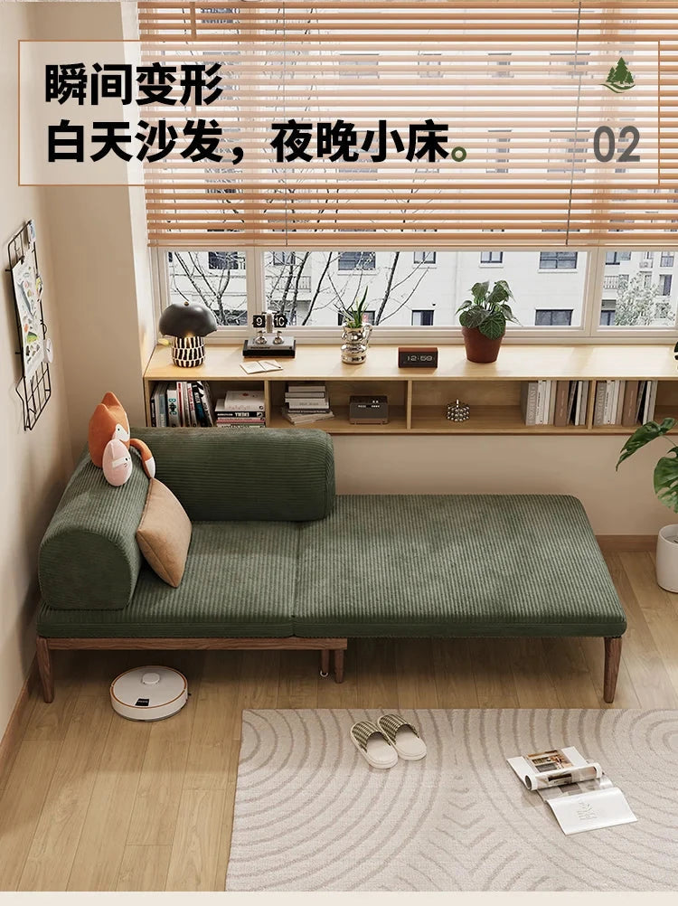 Solid Wood Folding Sofa Bed – Multifunctional Single Pull-Out Bed Manwatstore