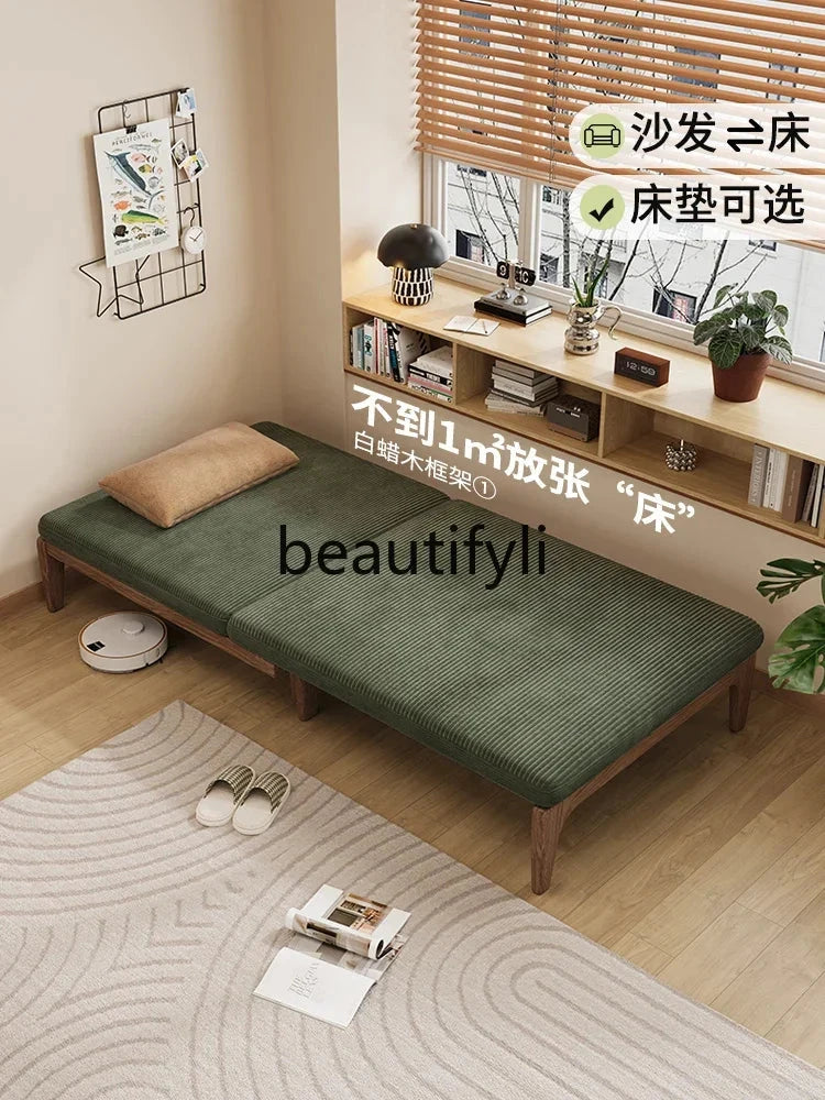 Solid Wood Folding Sofa Bed – Multifunctional Single Pull-Out Bed Manwatstore
