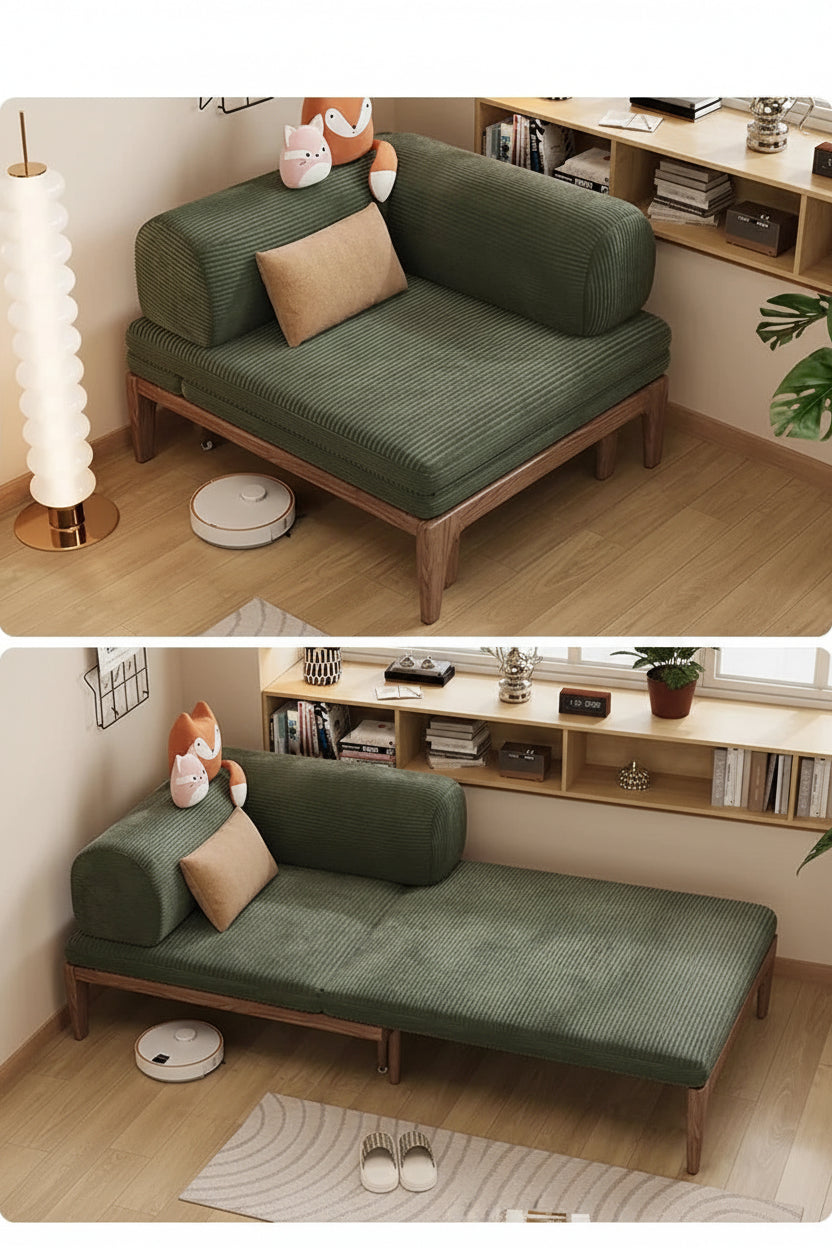 Solid Wood Folding Sofa Bed – Multifunctional Single Pull-Out Bed Manwatstore