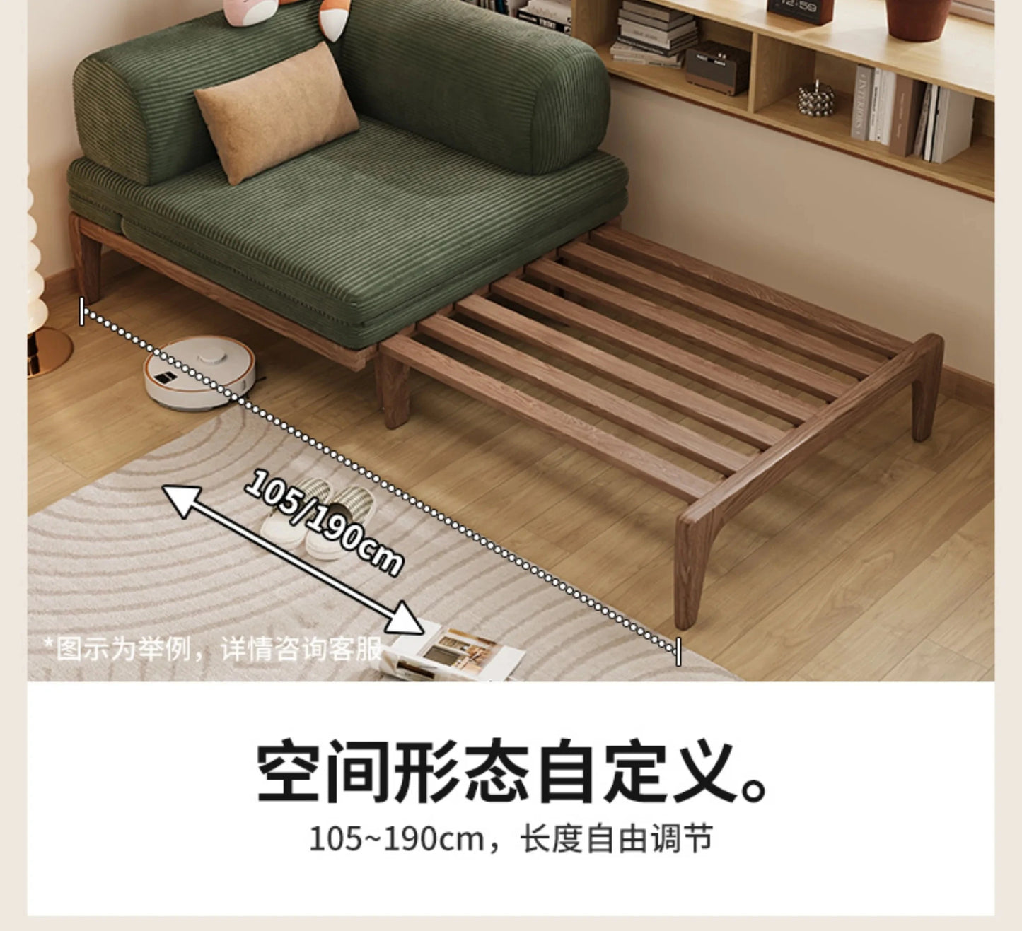 Solid Wood Folding Sofa Bed – Multifunctional Single Pull-Out Bed Manwatstore