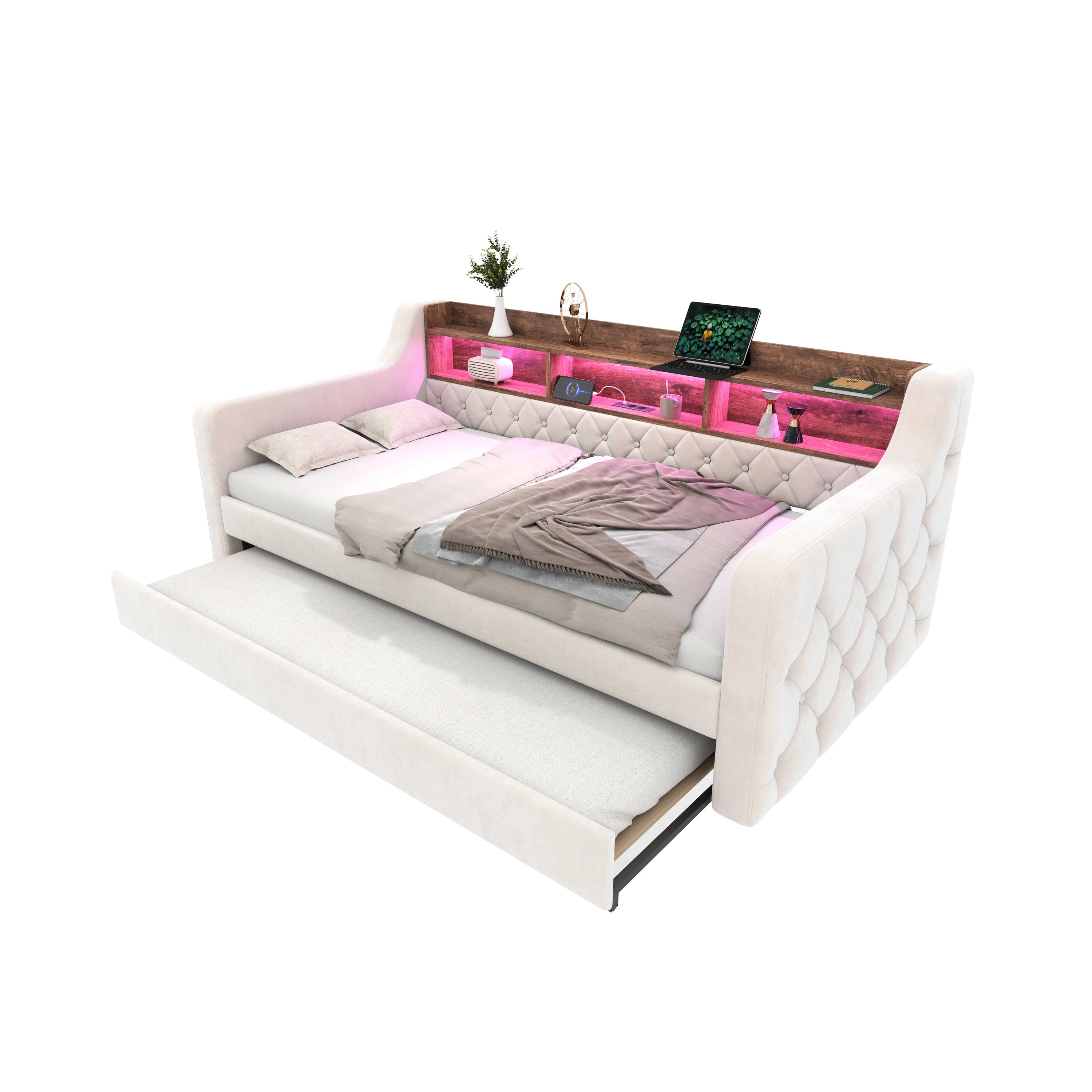 Space-Saving Velvet Sofa Bed 90×190 cm with Storage Manwatstore