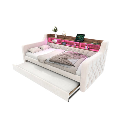 Space-Saving Velvet Sofa Bed 90×190 cm with Storage Manwatstore