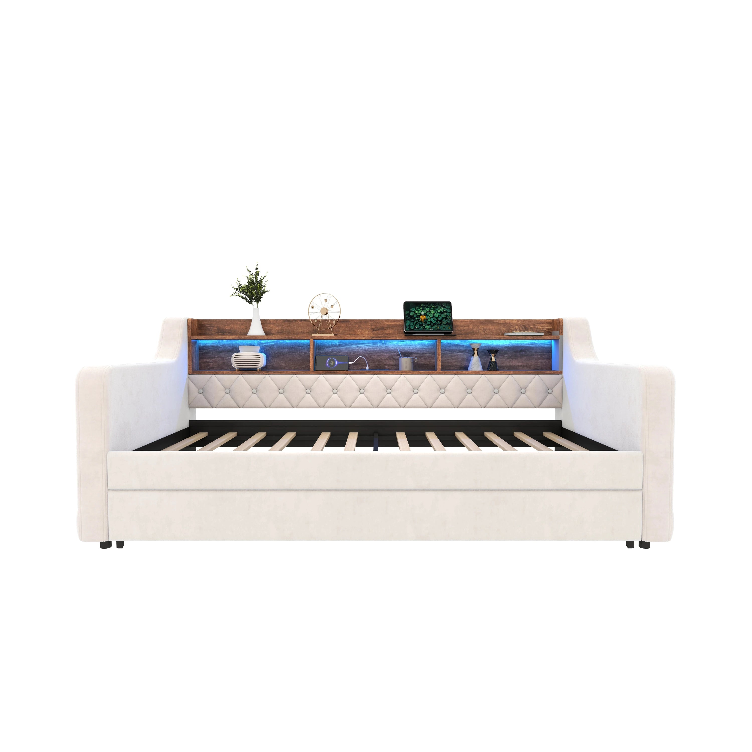 Space-Saving Velvet Sofa Bed 90×190 cm with Storage Manwatstore