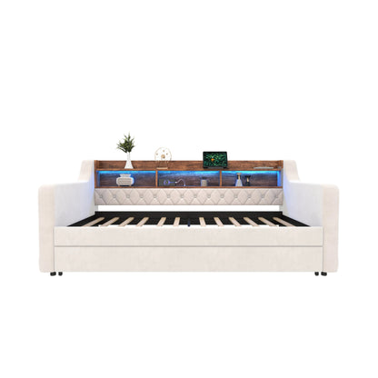 Space-Saving Velvet Sofa Bed 90×190 cm with Storage Manwatstore