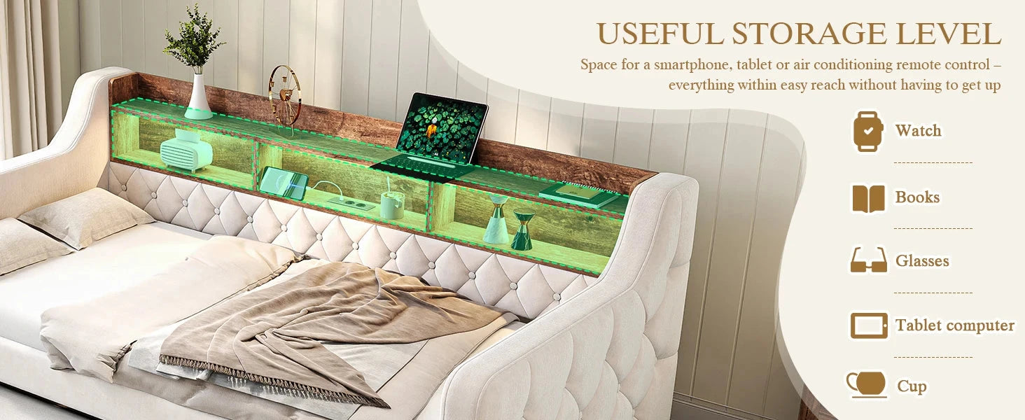 Space-Saving Velvet Sofa Bed 90×190 cm with Storage Manwatstore