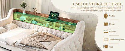 Space-Saving Velvet Sofa Bed 90×190 cm with Storage Manwatstore