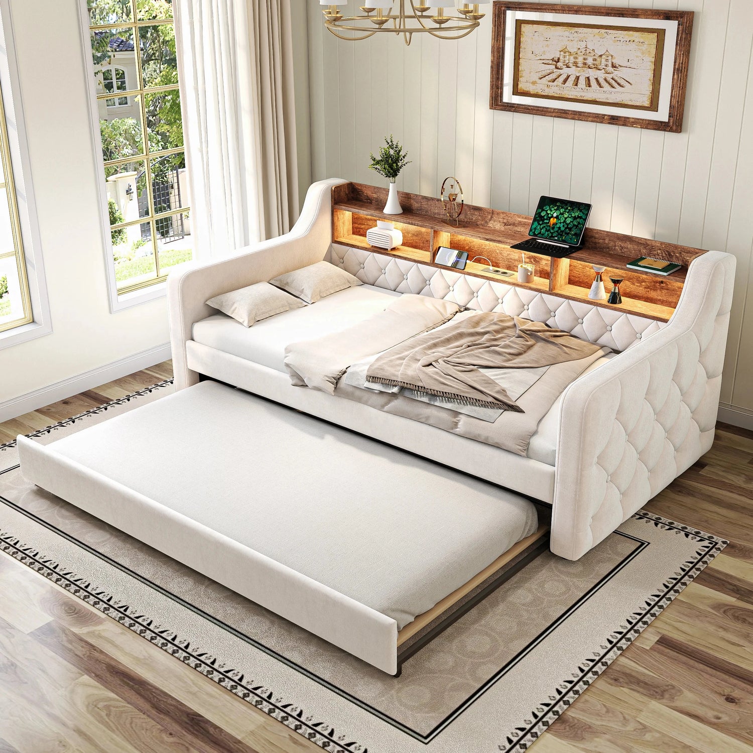 Space-Saving Velvet Sofa Bed 90×190 cm with Storage Manwatstore