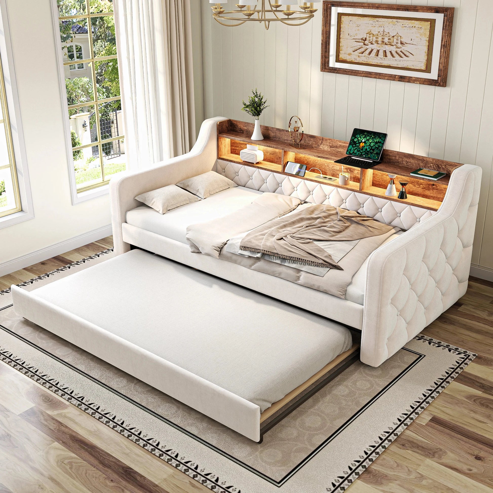 Space-Saving Velvet Sofa Bed 90×190 cm with Storage Manwatstore