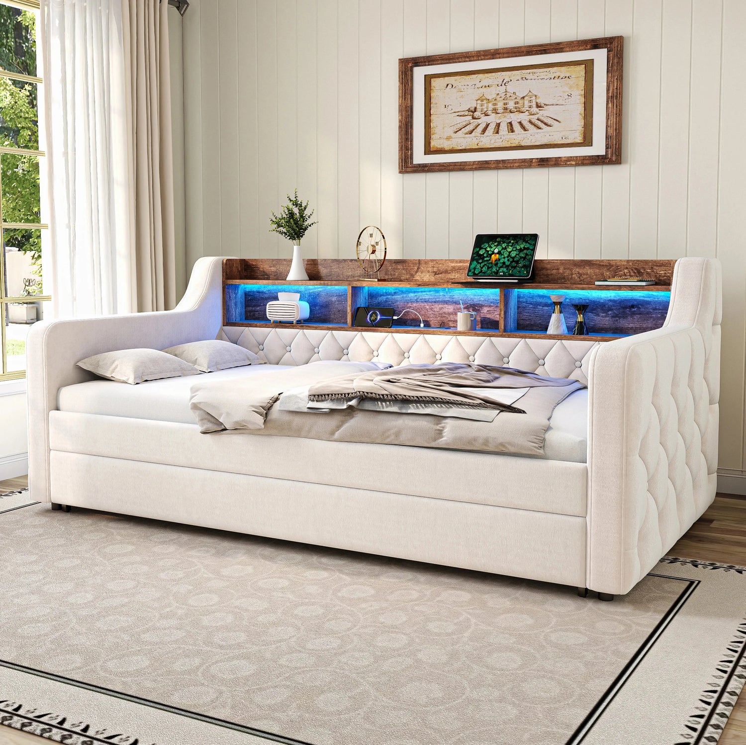 Space-Saving Velvet Sofa Bed 90×190 cm with Storage Manwatstore