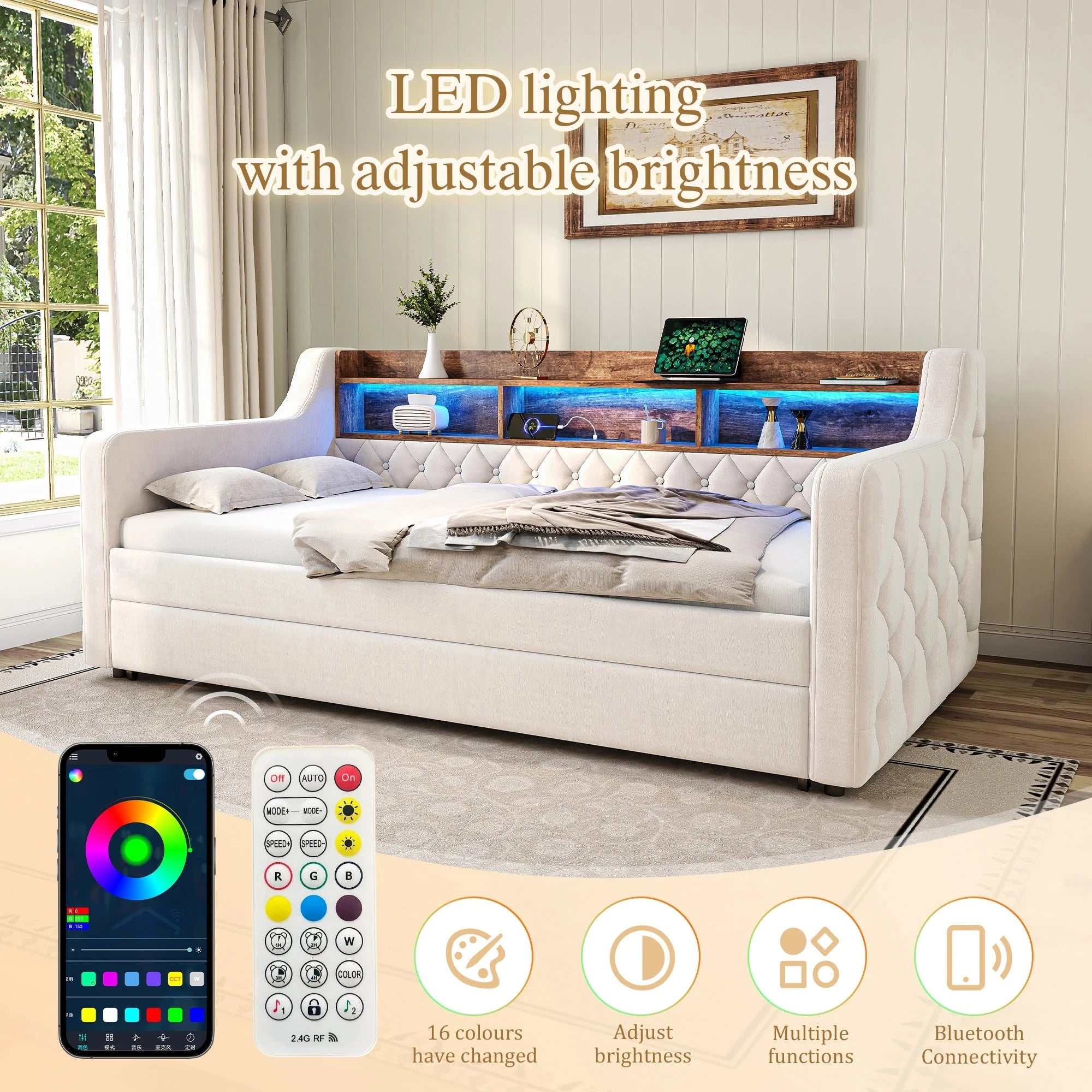 Space-Saving Velvet Sofa Bed 90×190 cm with Storage Manwatstore