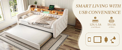 Space-Saving Velvet Sofa Bed 90×190 cm with Storage Manwatstore