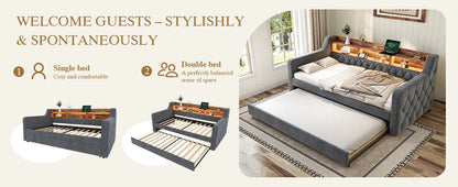 Space-Saving Velvet Sofa Bed 90×190 cm with Storage – Single Daybed Frame (No Mattress) Manwatstore