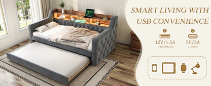 Space-Saving Velvet Sofa Bed 90×190 cm with Storage – Single Daybed Frame (No Mattress) Manwatstore