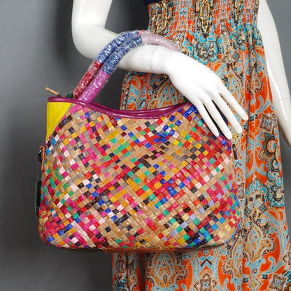 Striped ladies hand messenger bag 0 Manwatstore