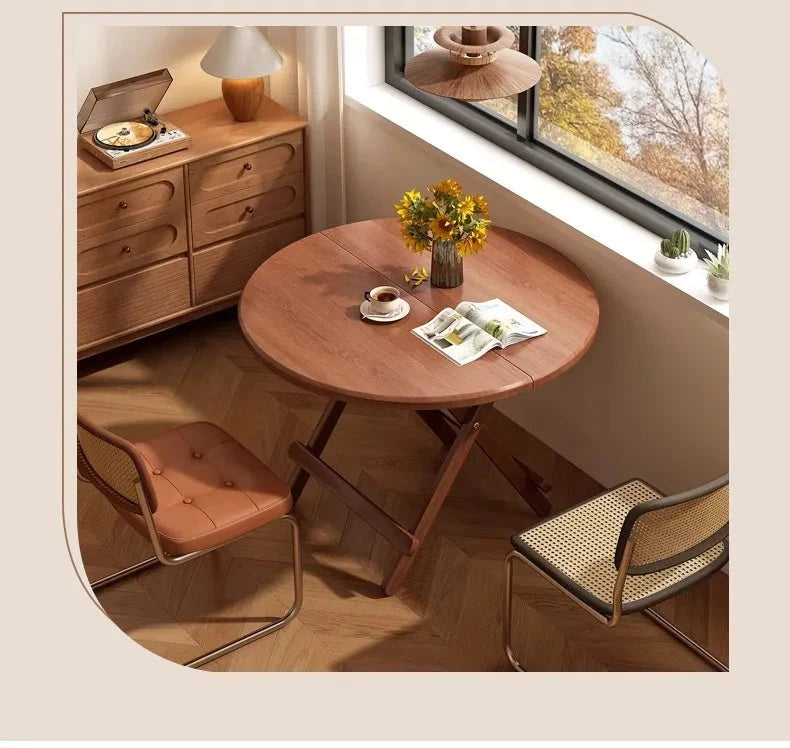 Sturdy Folding Dining Table - No Assembly Needed, Strong Stable Desk for Kitchen, Study & Office, round dining table,small table Manwatstore