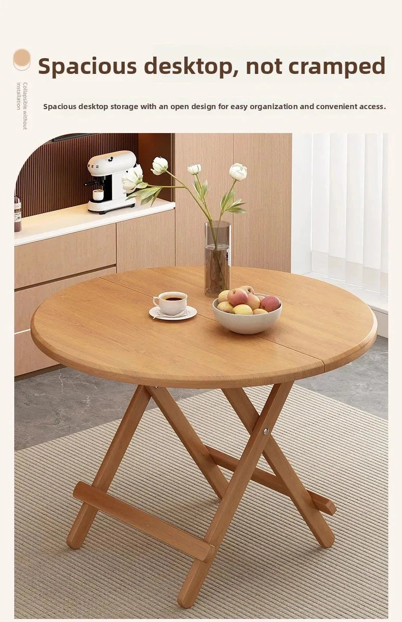 Sturdy Folding Dining Table - No Assembly Needed, Strong Stable Desk for Kitchen, Study & Office, round dining table,small table Manwatstore