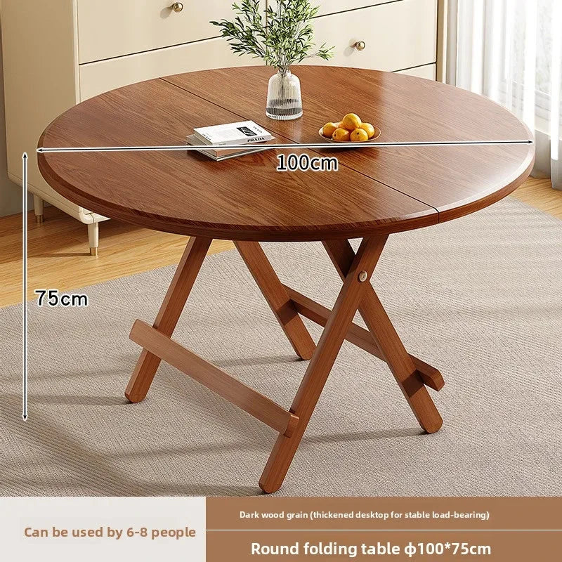 Sturdy Folding Dining Table - No Assembly Needed, Strong Stable Desk for Kitchen, Study & Office, round dining table,small table Manwatstore