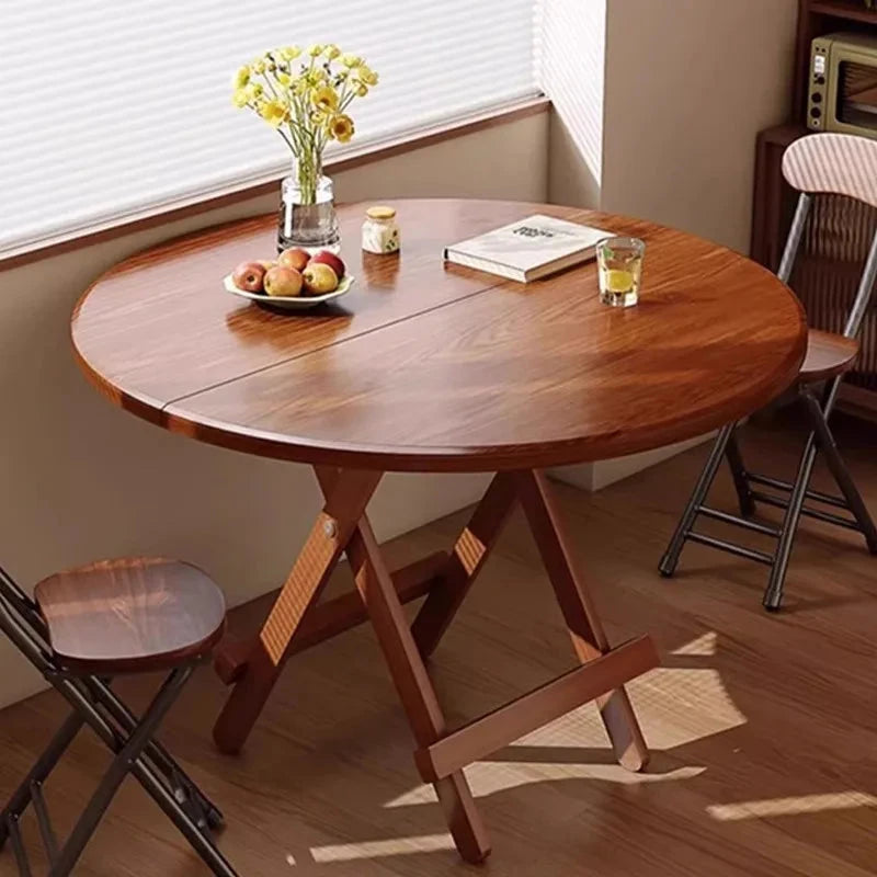 Sturdy Folding Dining Table - No Assembly Needed, Strong Stable Desk for Kitchen, Study & Office, round dining table,small table Manwatstore