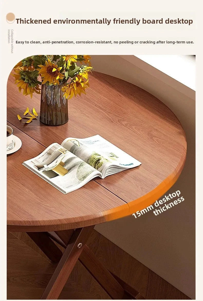 Sturdy Folding Dining Table - No Assembly Needed, Strong Stable Desk for Kitchen, Study & Office, round dining table,small table Manwatstore