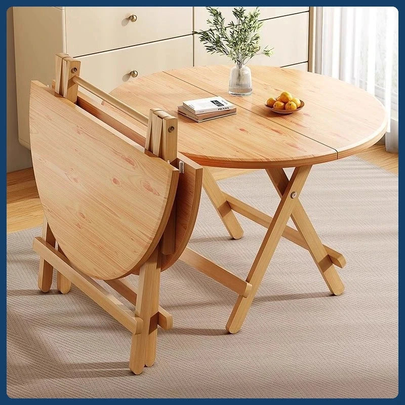 Sturdy Folding Dining Table - No Assembly Needed, Strong Stable Desk for Kitchen, Study & Office, round dining table,small table Manwatstore