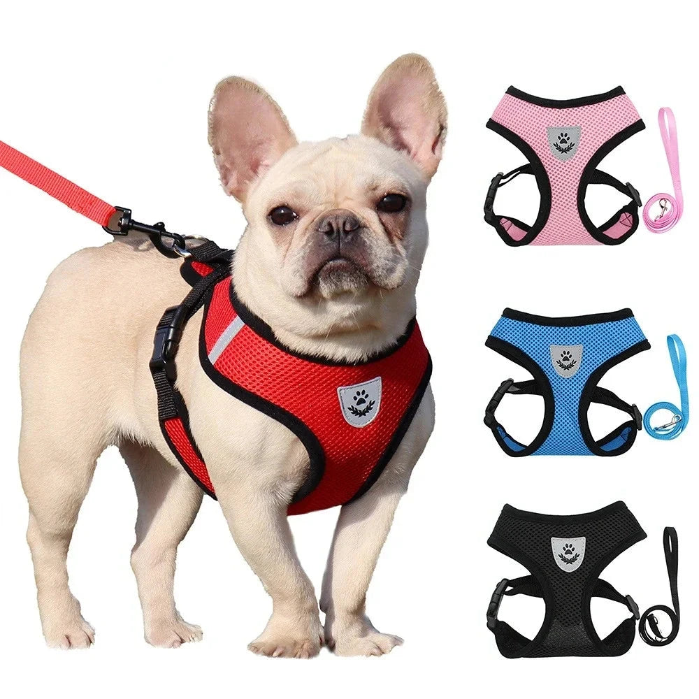Summer Cat Dog Harness Lead Leash Adjustable Vest Polyester Mesh Breathable Harnesses Reflective for Small Dog Cat Lesah Manwatstore