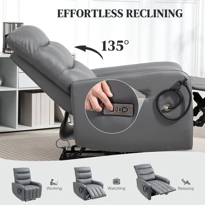 TechLounge Electric Recliner Chair with Phone Holder &amp; USB Charging – Grey Manwatstore