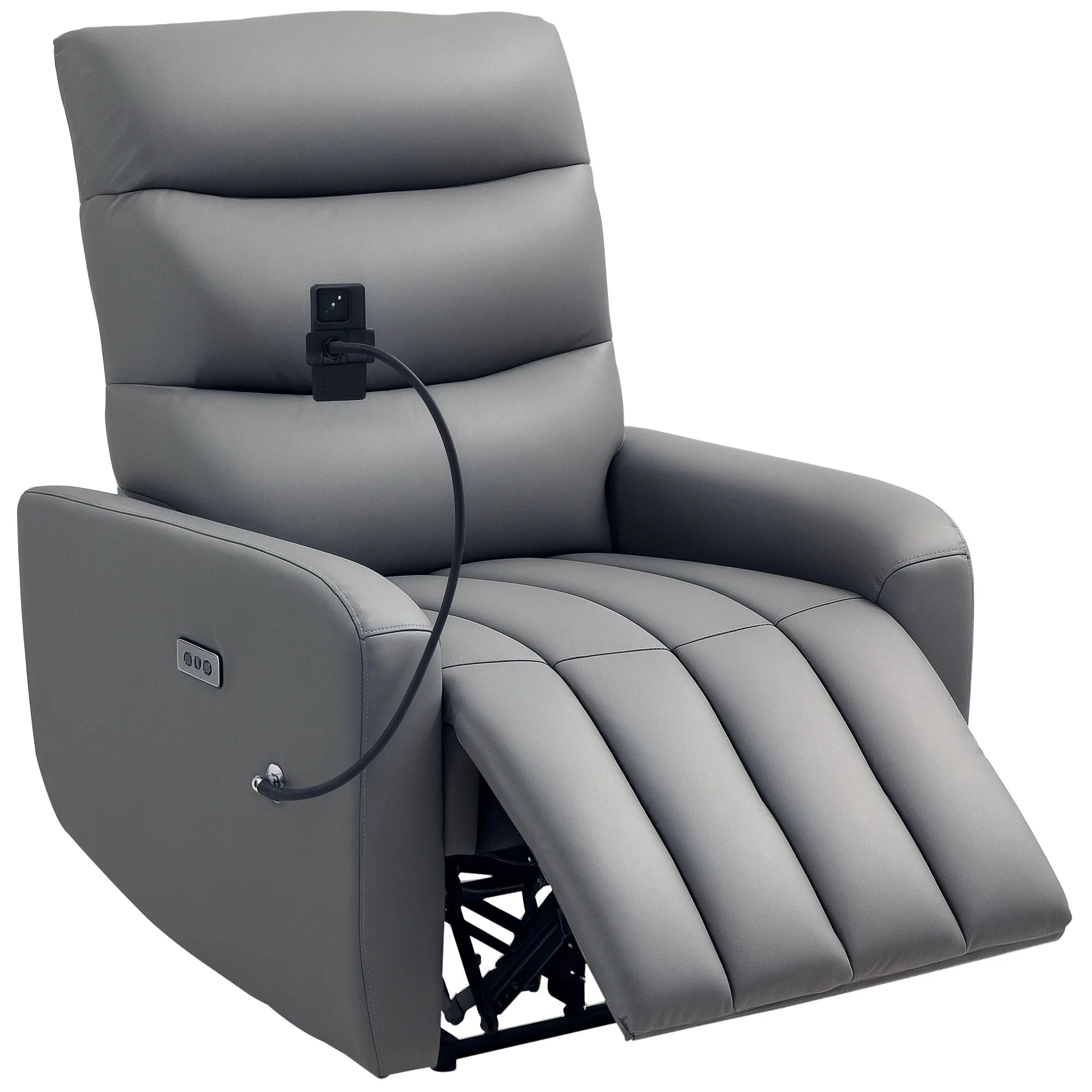 TechLounge Electric Recliner Chair with Phone Holder &amp; USB Charging – Grey Manwatstore