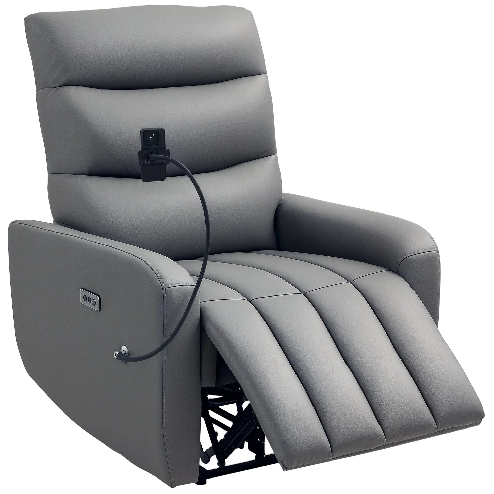 TechLounge Electric Recliner Chair with Phone Holder & USB Charging – Grey Manwatstore
