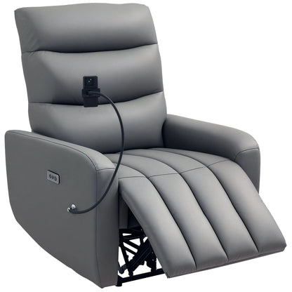 TechLounge Electric Recliner Chair with Phone Holder &amp; USB Charging – Grey Manwatstore