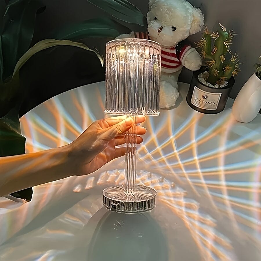 [Touch Control] Elegant Crystal Touch Control Bedside Lamp | Adjustable LED Light | Crystal | Dimmable, USB Charging, Rechargeable Battery | Indoor Decor | Modern | Adjustable Light Manwatstore