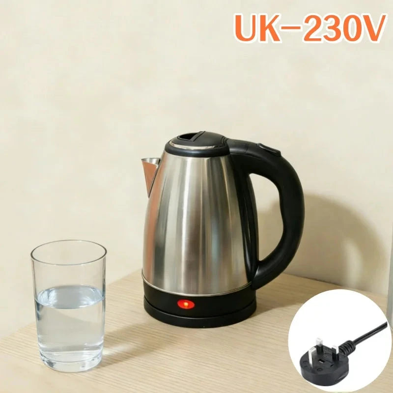 Travel Electric Kettle – 2L Stainless Steel Portable Water Boiler for Tea &amp; Coffee Manwatstore