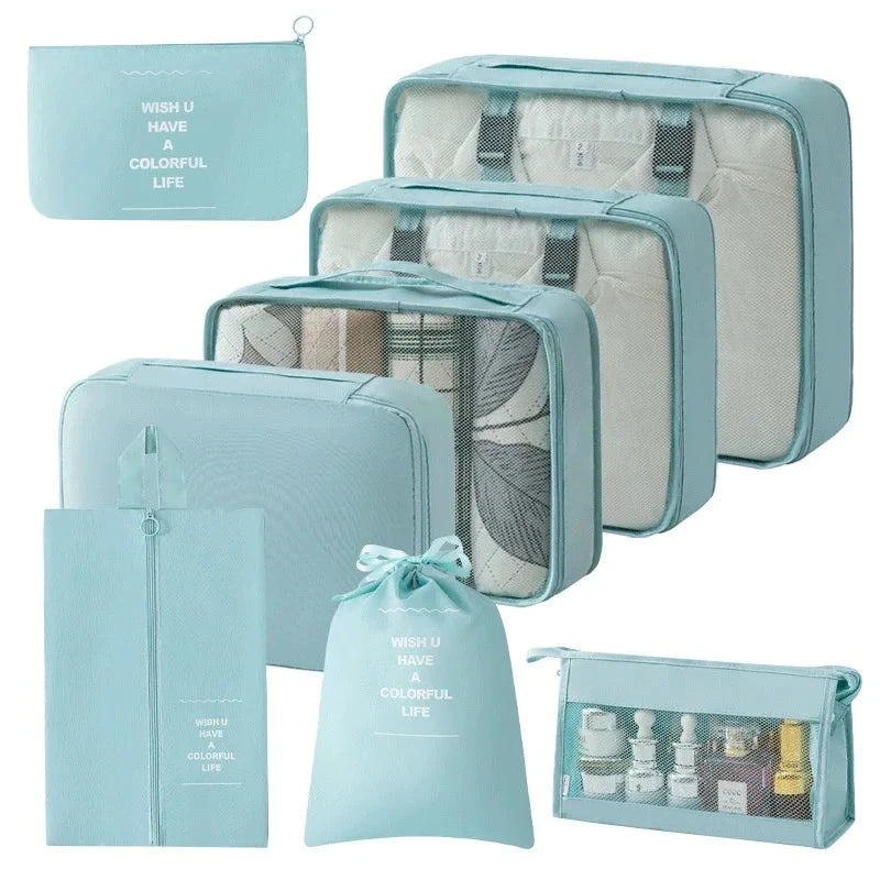 Travel Storage Bags Set 7/8/9/10-Piece Digital Toiletries Organizer Suitcase Packing Cubes for Clothes Shoes Clothes Tidy Pouch Manwatstore