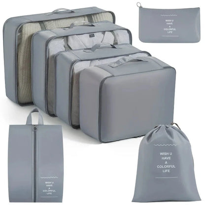 Travel Storage Bags Set 7/8/9/10-Piece Digital Toiletries Organizer Suitcase Packing Cubes for Clothes Shoes Clothes Tidy Pouch Manwatstore