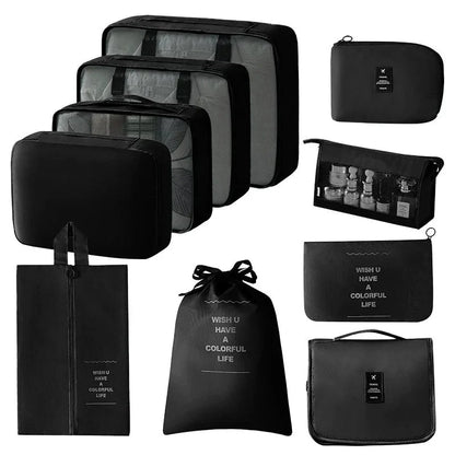 Travel Storage Bags Set 7/8/9/10-Piece Digital Toiletries Organizer Suitcase Packing Cubes for Clothes Shoes Clothes Tidy Pouch Manwatstore